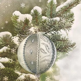 Christmas Decoupage Paper Napkins Green Holiday Ornaments Pack of 20 Napkin