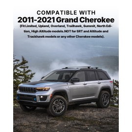 Richeer Roof Rack Cross Bars Compatible with 2011-2021 Grand Cherokee with Grooved Side Rails, Aluminum Cross Bar with Anti-Theft Locks for Cargo Racks Rooftop Luggage Canoe Kayak Bicycle Roof Bag