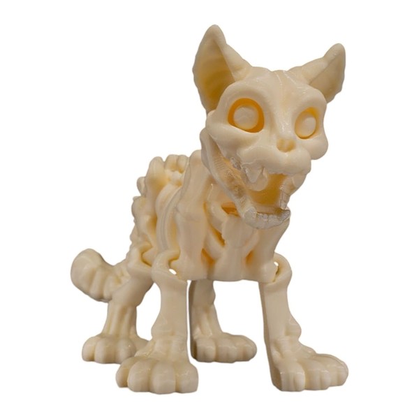 Skeleton Cat Figurine – Articulated Gothic Feline Desk Fidget for