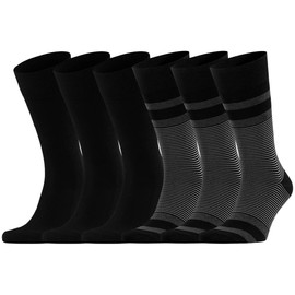 Dafi soft 6 Pack Men's Business Striped Socks Cotton, Multipack, Made in Turkey (EU 39-42 / UK 6-8, 6x Black Mix)