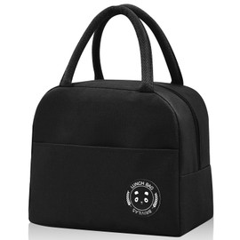 TIECHI Insulated Lunch Bag for Men Women, Small Portable Reusable Lunch Cooler Tote Bag, Leakproof Thermal Lunch Box for Work Picnic Travel, Black