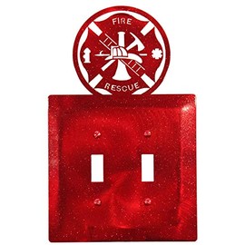 SWEN Products Fire Rescue Wall Plate Cover (Double Switch, Red)