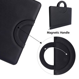 GraduatePro Portfolio Binder Leather Zippered Padfolio Folder Business Case Organizer Bag for Pad Notebook Resume for Women Men Graduation Gift, Black