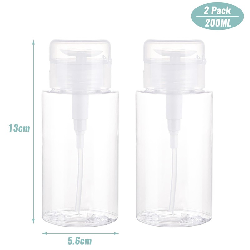 2 Stück 200ml Dispenser Pumpflasche, Nagellackentferner Pumpspender, Pumpspender RunterdrüCken für