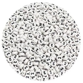 abalorio de números arábigos para pulseras y collares (2 (negro sobre blanco))