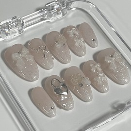 Holiday Secret Handmade Nail Tips - Long Almond / 홀리데이 시크릿 수제네일팁 - 롱아몬드