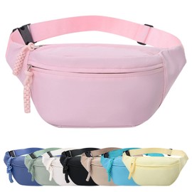 Mayoii Bumbags for Ladies, Fanny Pack for Women Men with Adjustable Belt, 2-Zipper Pockets, Large Capacity, Lightweight Waist Bag Suitable for Daily Use (Pink)