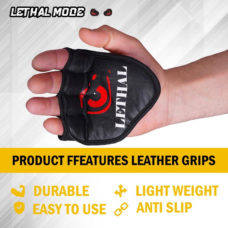 LETHAL MODE Leather Gym Grips – Leather Palm for Weight