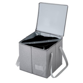 Qozary Clothes Hanger Organizer Bag-Rigid Hanger Storage Containers with Lid for Dustproof, Large Hanger Holder, Sturdy Hanger Caddy Organizer Box with Handle-Keep Hangers Separate