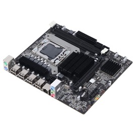 X58 Motherboard, 2× DDR3 DIMM CPU Slot LGA 1366 Gaming Motherboard, USB2.0 SATA Connector PCB Motherboard Supports ECC Memory, One 8-Pin Socket, One 24-Pin Power Connector