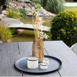 Brandsseller Vase Gold Matt Approx. 25 x 12 x 6 cm Flower Vase Decorative Vase Stoneware Oval