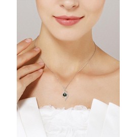 Black Pearl Heart Necklace 925 Sterling Silver I Love You Tahitian Black Pearl Necklace Freshwater Jewelry Inlaid Birthday Present Gifts for Women Mother