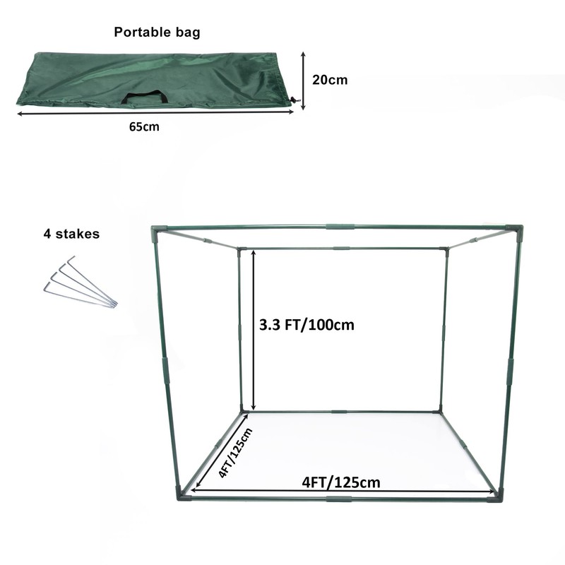 Square 4'x4' Netting Cover 3.3FT Tall Crop Cage Pest Guard