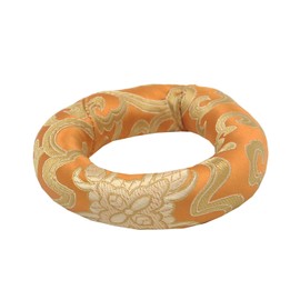 Silk Brocade Ring Cushion Pillow for Tibetan Singing Bowl Hand Made Nepal (Orange)