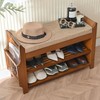 PETKABOO 2 Tier Shoe Bench, Bamboo Shoe Rack Bench, Shoe