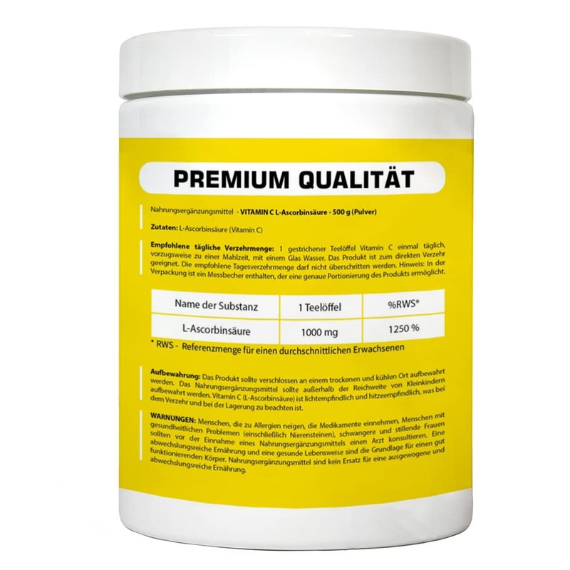 Natural Vitamin C Powder L-Ascorbic Acid 500g 0.5kg