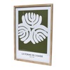 Bloomingville Wood Framed Glass Décor with Abstract Floral Print, Olive