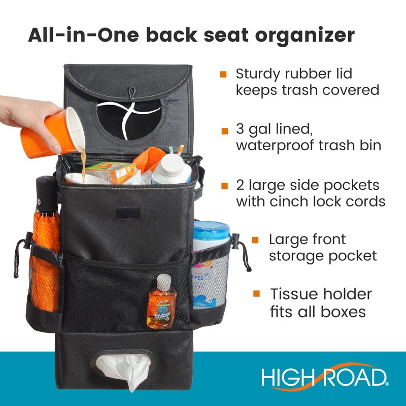 High Road StashAway Large Car Trash Can for Back Seat