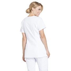 Cherokee Women's Maternity Scrub Top with 3 Pockets Mock Wrap WW685, S, White