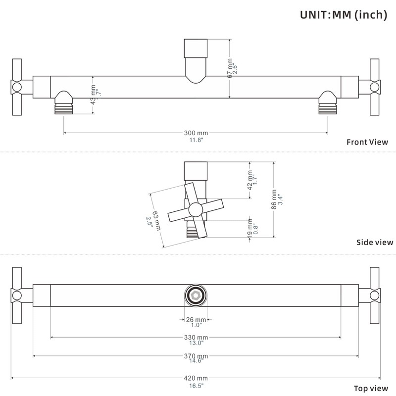 HAOXIN Shower Head Manifold with Double Outlet and Shut Off