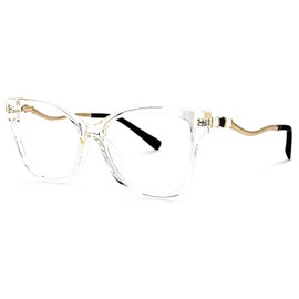 Zeelool Classic TR90 Oversized Cat Eye Glasses Frame with Non-prescription Clear Lens for Women Stevens ZOT008735-02 Crystal