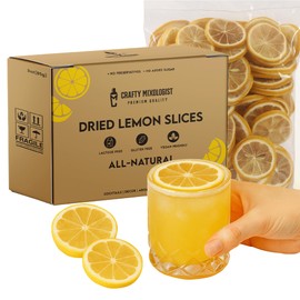 Dried Lemon Slices 3oz/85gm 23 to 37 Pcs, Citrus Dehydrated Fruit For Cocktails, Lemons For Cocktail and Decor, Cocktail Garnish and Decoration, Dried Lemon Peel, Garnishes for Drink and Juice