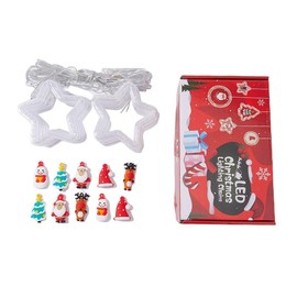 Frethind 100L Christmas Star Curtain Lights with Decorative Ornaments - 10 Star Hanging Loop Lights, 0.4/0.6m Height, 2m Power Cord, Perfect for Christmas Decoration, Suitable for Everyone