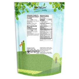 Organic Rolled KAMUT Khorasan Wheat Flakes, 3 Pounds - Non-GMO, Made from Whole Wheat Berries, Kosher, Bulk, Great for Cereal, Granola, Muffins and Milling into Flour for Baking, Product of the USA.