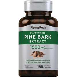Piping Rock Pine Bark Extract Capsules | 1500mg | 180 Count | Non-GMO, Gluten Free Supplement