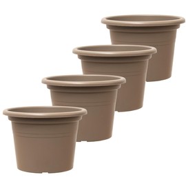 Teraplast Recyclable Planter Pot | 100% Made from Waste & Recycled | Made in Italy | Self Watering | Round Sand 4 Pack, Small