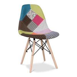 Aron Living Pyramid 17.5" Cotton and Wood Dining Chair in Multi-Color