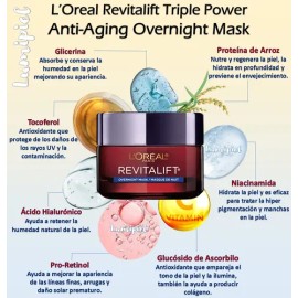 LOreal Revitalift Triple Power Mascarilla Nocturna Antiedad  Anti-Aging Overnight Mask 50ml                                                           