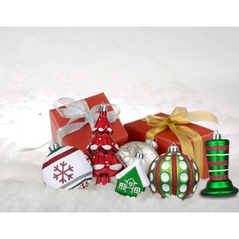 Juego de adornos de esferas de Navidad, 60 unidades, rojo, verde, blanco, varios elementos de Navidad, adornos decorativos inastillables para colgar, decoración de árbol de Navidad