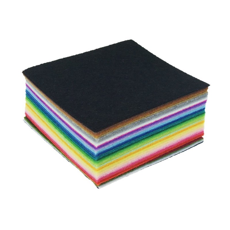 42pcs Felt Fabric Sheet 4"x4" Assorted Color DIY Craft Squares