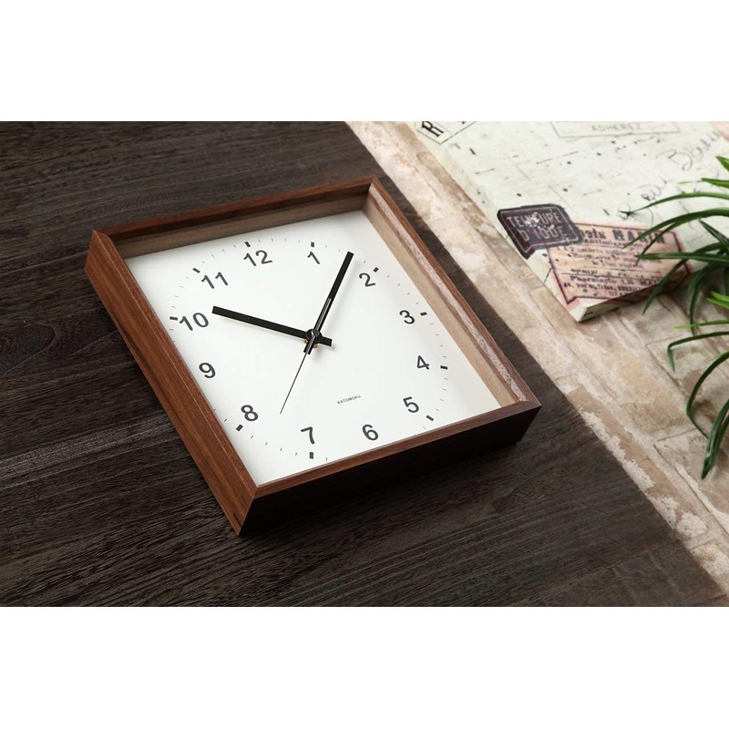 KATOMOKU square clock km-37B Wood Walnut Wall Clock Continuous Second
