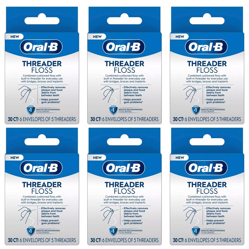 Oral-B Glide Threader Floss, 30-Count (Pack of 6)