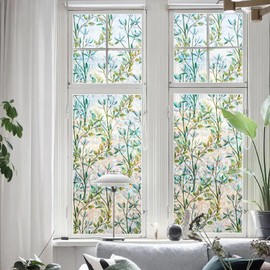 Finnez Window Privacy Film Window Film 3D No Glue Glass Sticker for Glass Door Home and Office Heat Control Anti UV 35.4 Inch x 13.1 Feet