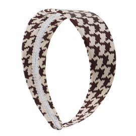 Motique Accessories 2 Inch Satin Houndstooth Headband for women and Girls Brown