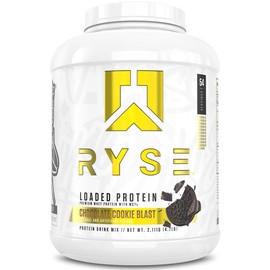RYSE Loaded Protein Powder - Chocolate Cookie Blast - 25g Whey Protein Isolate & Concentrate with Prebiotic Fiber & MCTs - Low Carb, Low Sugar, Digestive-Friendly - 54 Servings / 4 lb Tub