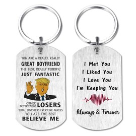 Funny Boyfriend Birthday Gifts Keychain - Anniversary Valentines Father's Day Gifts for Him Boyfriend - I Met You I Liked You I Love You I'm Keeping You Always & Forever