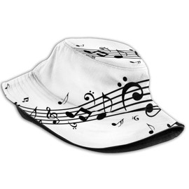 Musical Note Music Bucket Hat Sun Bucket Hats Beanie Cap Outdoor Fishing Travel Hiking for Mens Womens
