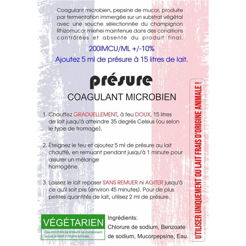 Liquid Microbial Rennet For Cheese Making, Vegetarian Milk Coagulant -