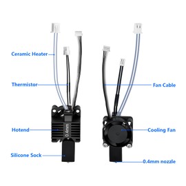 0.4mm X1 X1C Hotend Complete Kit, Full Assembly Hot End Print Head with Ceramic Heater, Thermistor, Cooling Fan, 0.4mm Hardened Steel Nozzle, Hotend Replacement for Bambu Lab X1/X1C 3D Printer