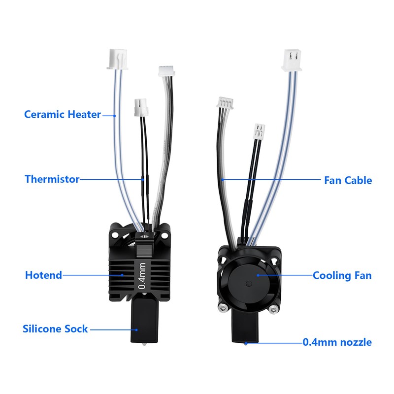 0.4mm X1 X1C Hotend Complete Kit, Full Assembly Hot End