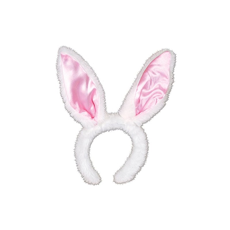 Plush Satin Bunny Ears (white & pink) Party Accessory (1