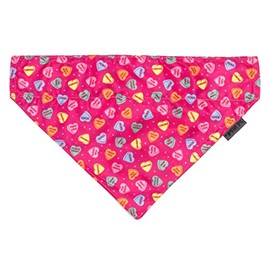 The Worthy Dog Puppy Love Slide On Bandana Comfortable and Adjustable Dog Cat Accessories - Large, Pink