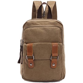 Arbag Small Cute Backpack Vintage Casual Canvas Shoulder Bag Daypack (Khaki)