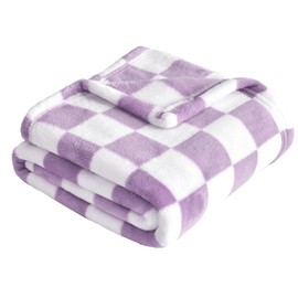Yurhap Checkered Baby Blanket Fleece Baby Blankets for Girls, Ultra Soft Cozy Fluffy Infant Toddler Newborn Receiving Blankets for Crib Stroller, 30''x40'', Purple