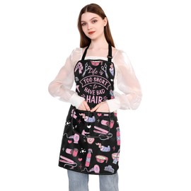 BDPWSS Hair Stylist Apron With Pockets Hairdresser Apron Hairstylist Gift Life Is Too Short To Have Bad Hair Hair Barber Gift (bad hair apronCA)