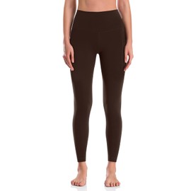 HeyNuts Workout Pro 7/8 Leggings with Pockets for Women, High Waisted Compression Tummy Control Workout Yoga Buttery Soft Pants Espresso_25'' S(4/6)